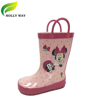 Printing Kids' Rubber Rain Boots with handle